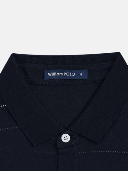 Men's Striped Short Sleeve Polo Shirt - Navy