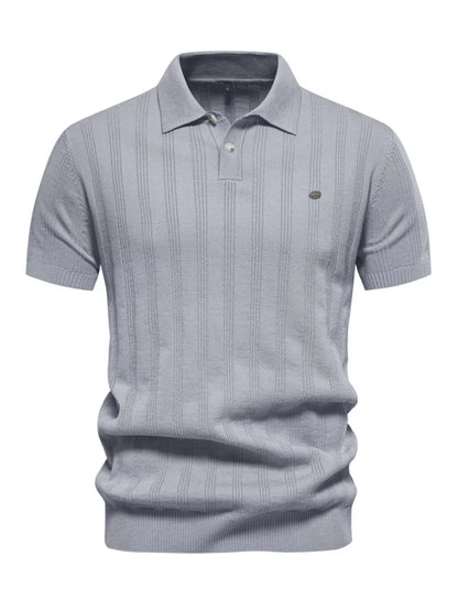 Men's Short Sleeve Knit Polo Shirt - White Apricot
