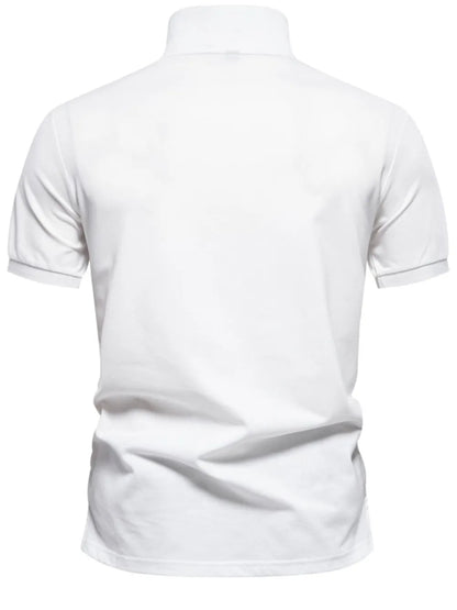 Men's Printed Collared Neck Short Sleeve Polo Shirt - Ivory