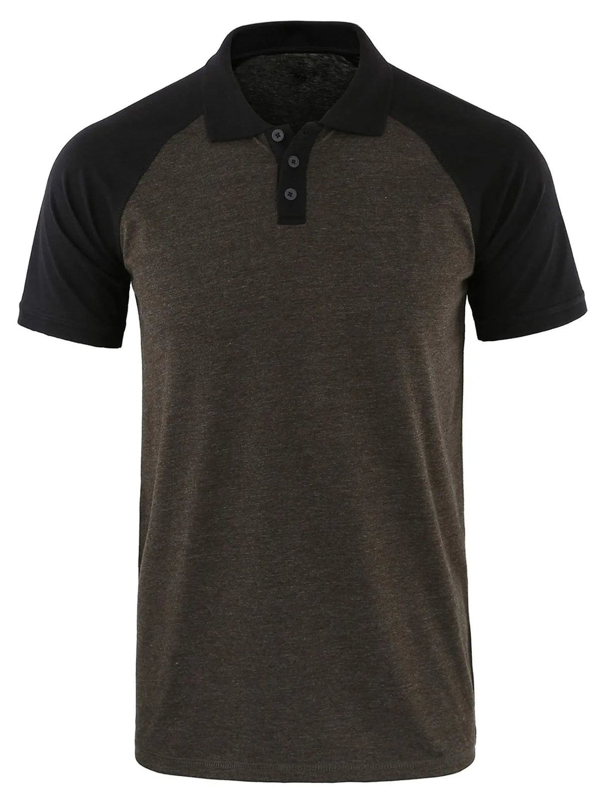 Men's Casual Raglan Sleeve Two-Tone Polo Shirt - Gray