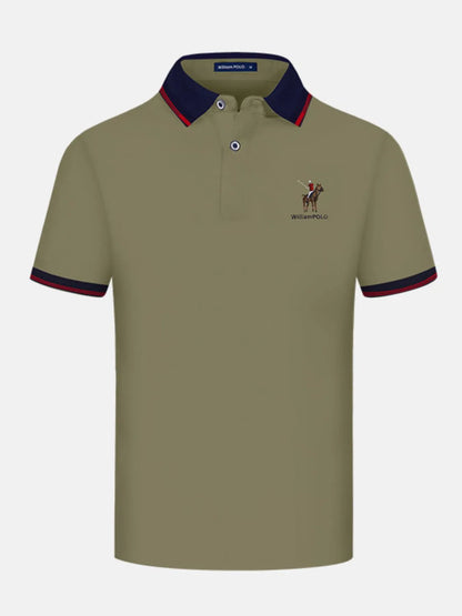 Men's Embroidered Short Sleeve Polo Shirt - White