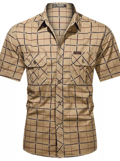 Men's Casual Plaid Short Sleeve Shirt | DCDesigns