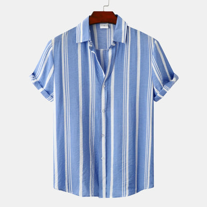 Men's Striped Short Sleeve Button-Down Shirt | DCDesigns
