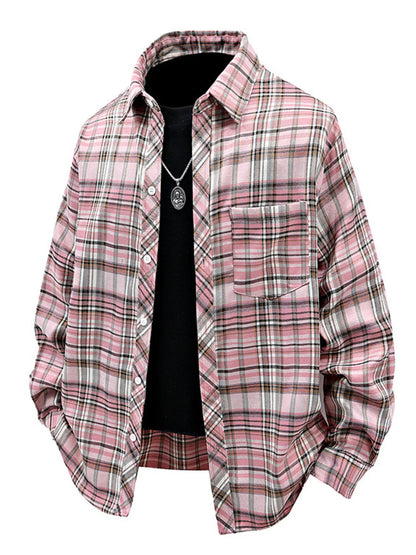 Men's Casual Plaid Long Sleeve Shirt | DCDesigns