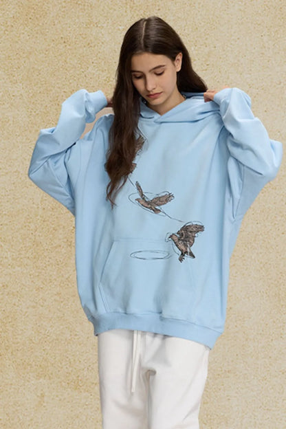 Men's Graphic Long Sleeve Hoodie with Kangaroo Pocket - DCDesigns mens casual hoodie product view