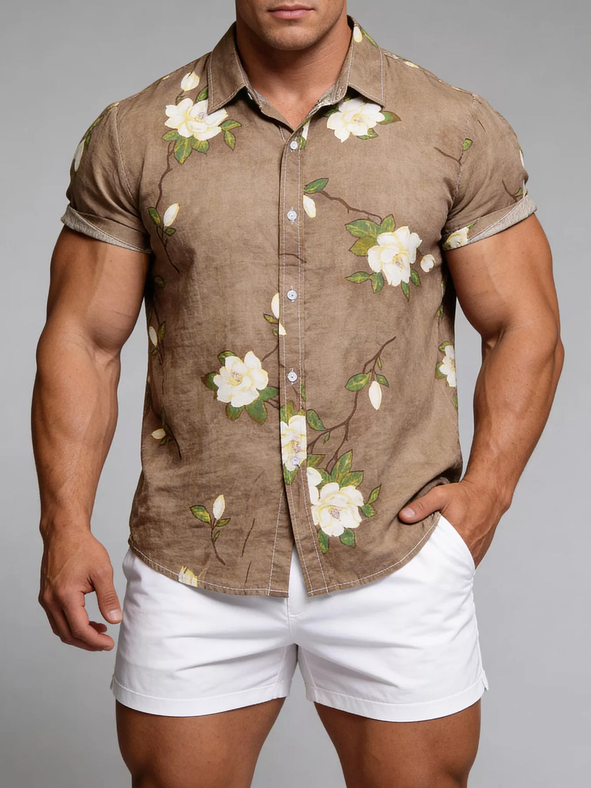 Men's Floral Print Short Sleeve Shirt | DCDesigns