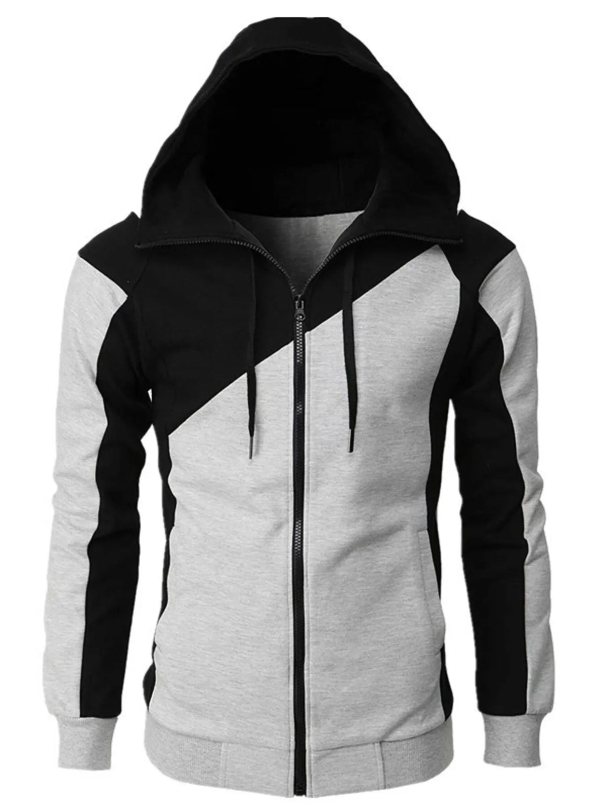 Men's Color Block Zip-Up Hoodie - DCDesigns mens casual hoodie product view