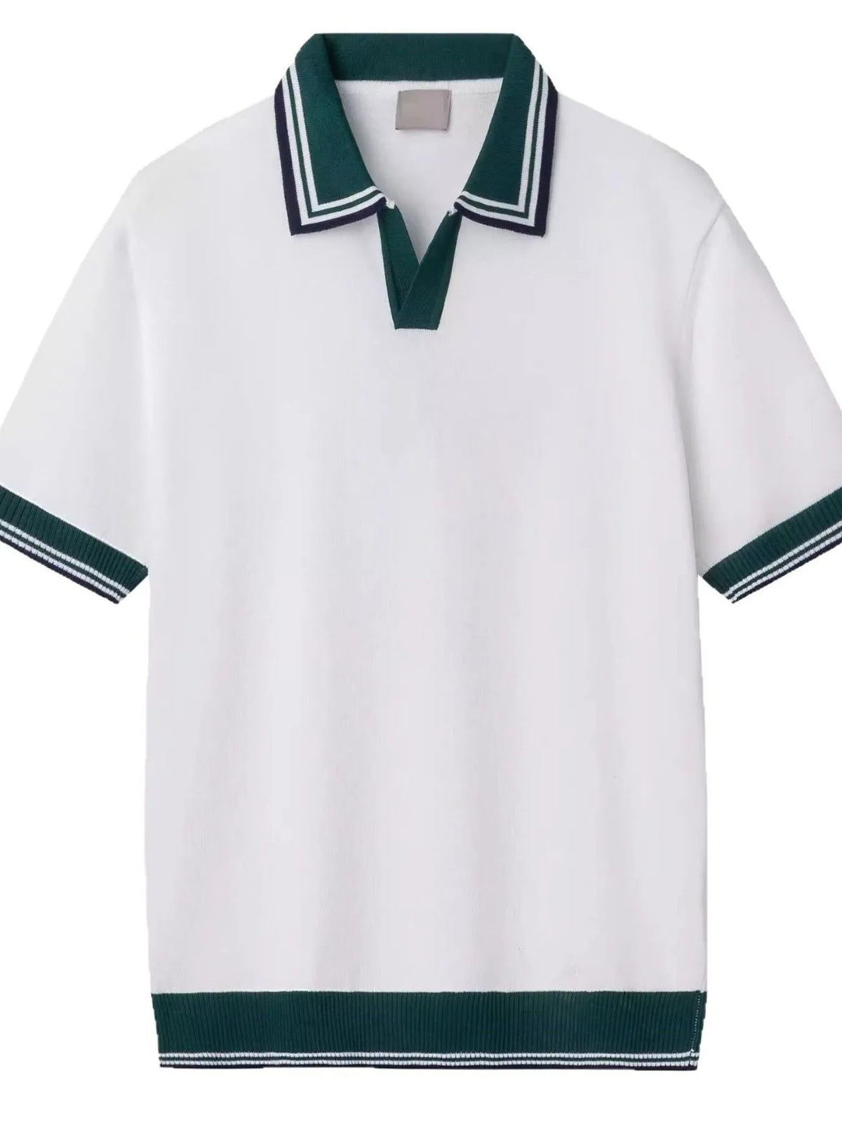 Men's Classic Striped Collar Knit Polo Shirt - White