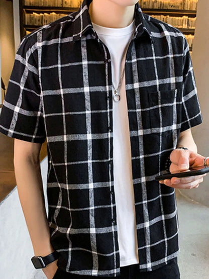 Men's Casual Plaid Short Sleeve Shirt | DCDesigns