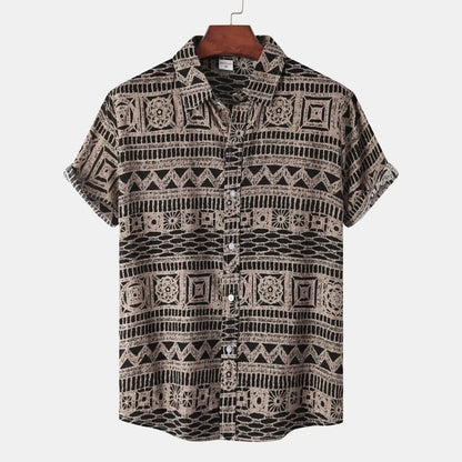 Men's Printed Button-Up Short Sleeve Shirt | DCDesigns